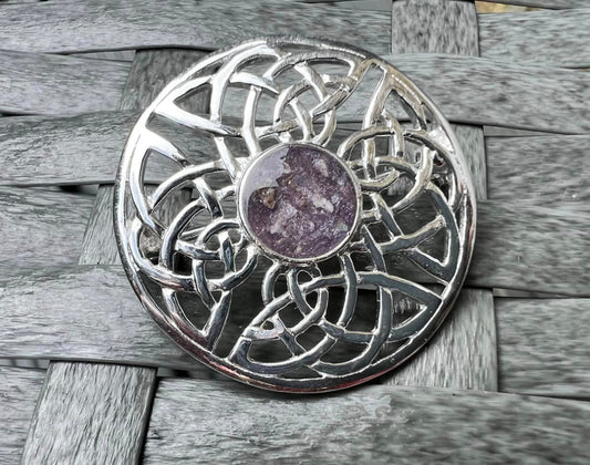 Stunning 925 Sterling Silver Celtic style brooch mount with a 8mm centre , Memorial cremation ashes Hair / Pet ashes/ Ashes  jewellery